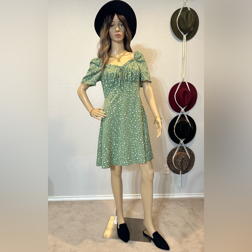 SHEIN VCAY Polka Dot Ruched Bust Dress